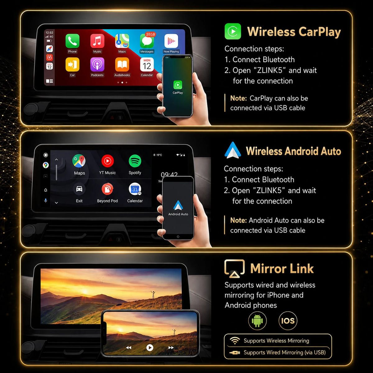 BMW X5 X6 | 2014–2019 | F15 F16 | Android 14 Wireless CarPlay & Android Auto | Autoradio NBT EVO 