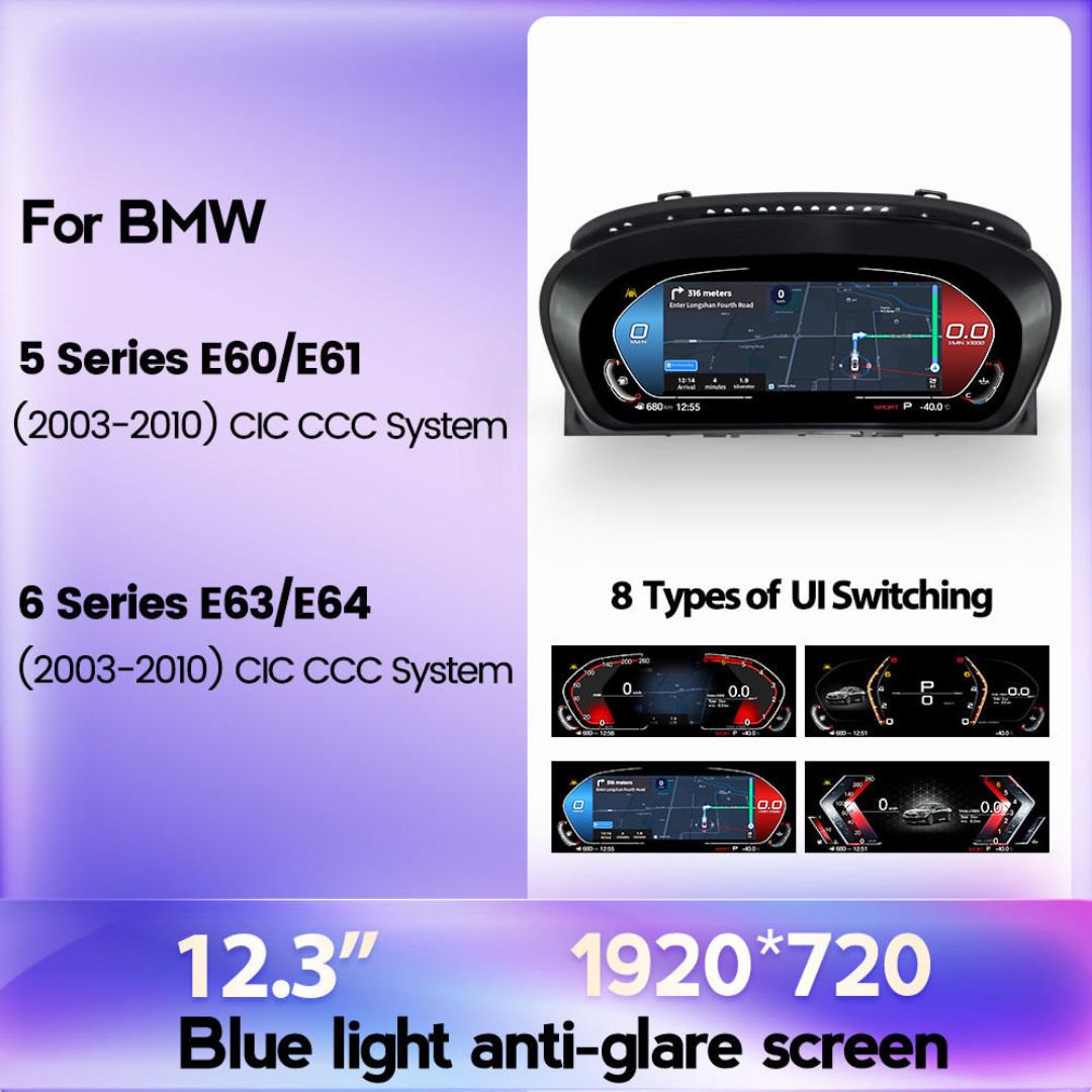 Pour BMW | Série 5 6 | 2003-2009 | E60 E61 E63 E64 | Groupe numérique LCD 12,3