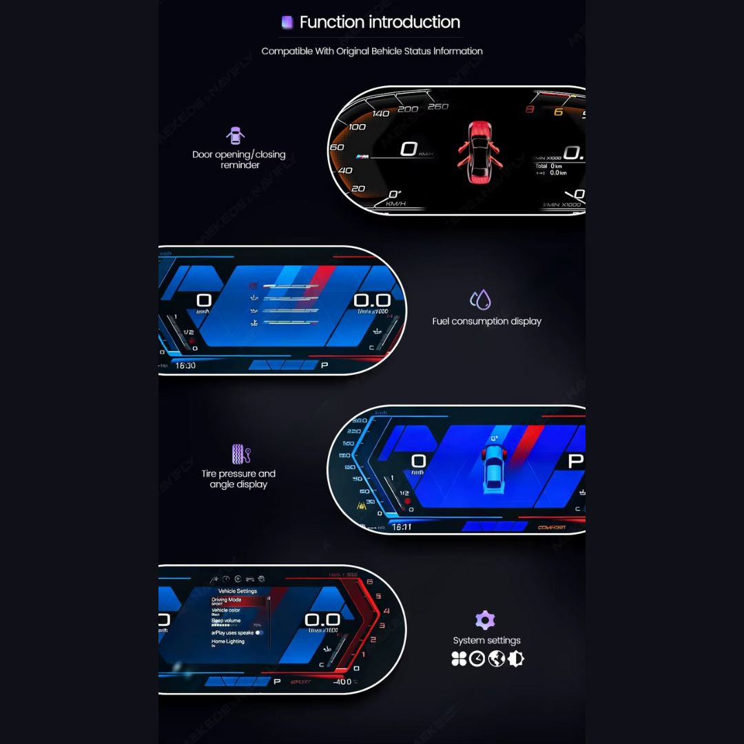 BMW 3er &amp; 4er F30–F82 12,3″ Digitales Instrumentencluster – LCD-Armaturenbrett mit CarPlay