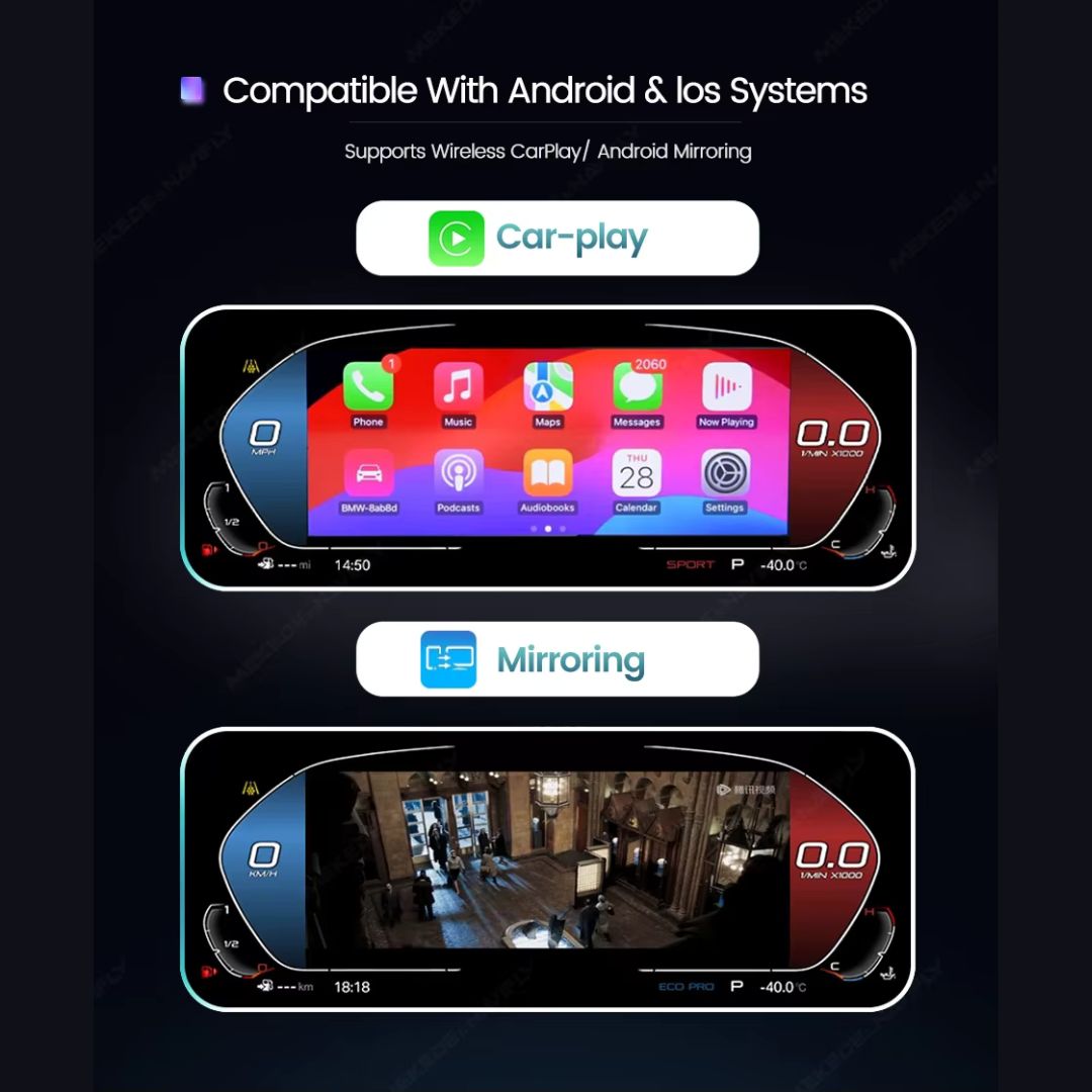 BMW 5er &amp; 6er Reihe E60 / E61 / E63 / E64 12,3″ Digitales Instrumentencluster – LCD-Armaturenbrett mit CarPlay