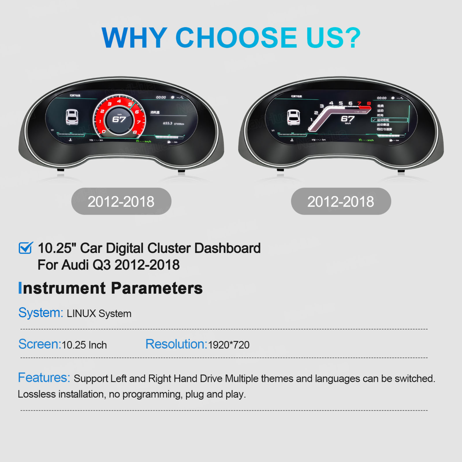 Audi Q3 2012-2018 Digital Instrument Cluster – Linux System LCD Dashboard