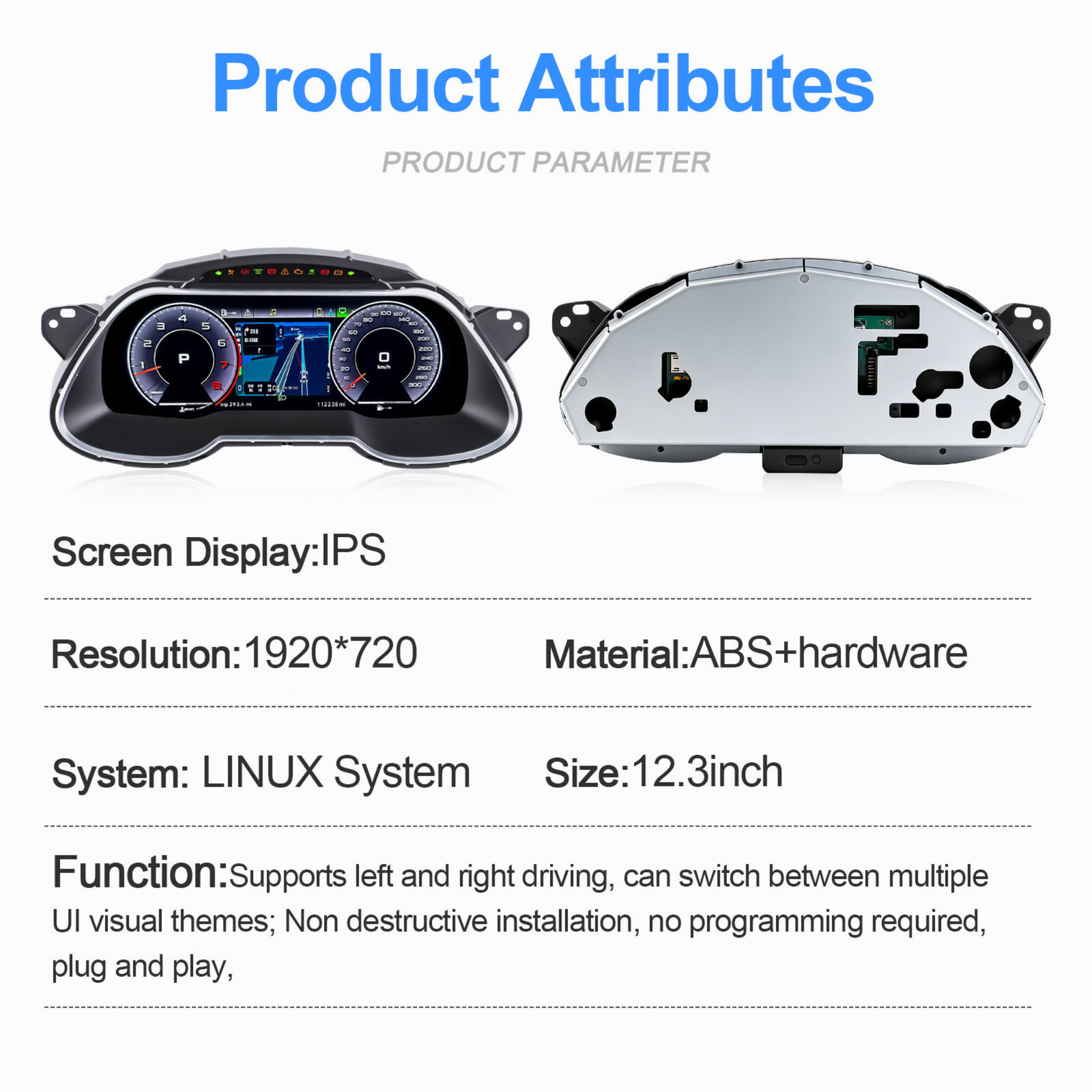 Audi A4 S4 RS4 2012-2016 Digital Instrument Cluster – Linux System LCD Dashboard