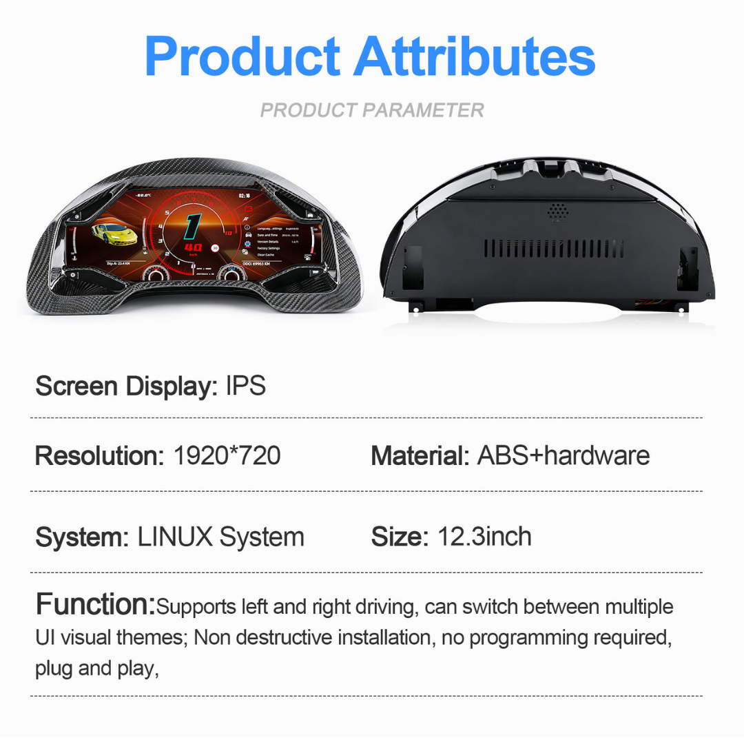 Lamborghini Gallardo 2003-2013 Digital Instrument Cluster – Linux System LCD Dashboard