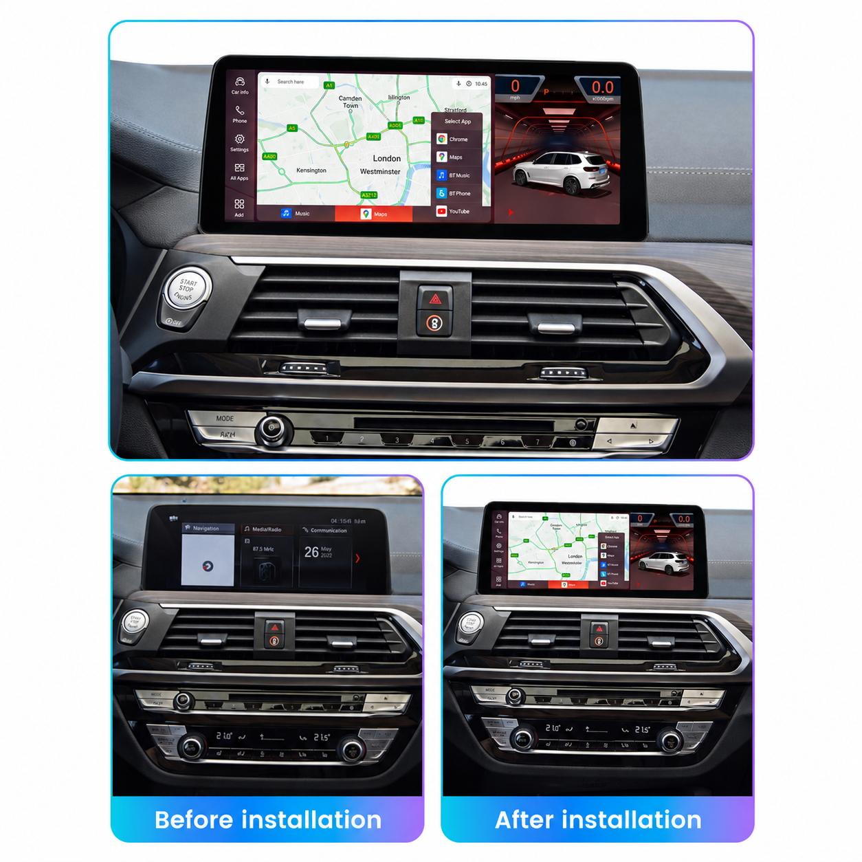 BMW X3 X4 | 2017-2022 | G01 G02 | Android 14 CarPlay sans fil et Android Auto | Autoradio EVO 