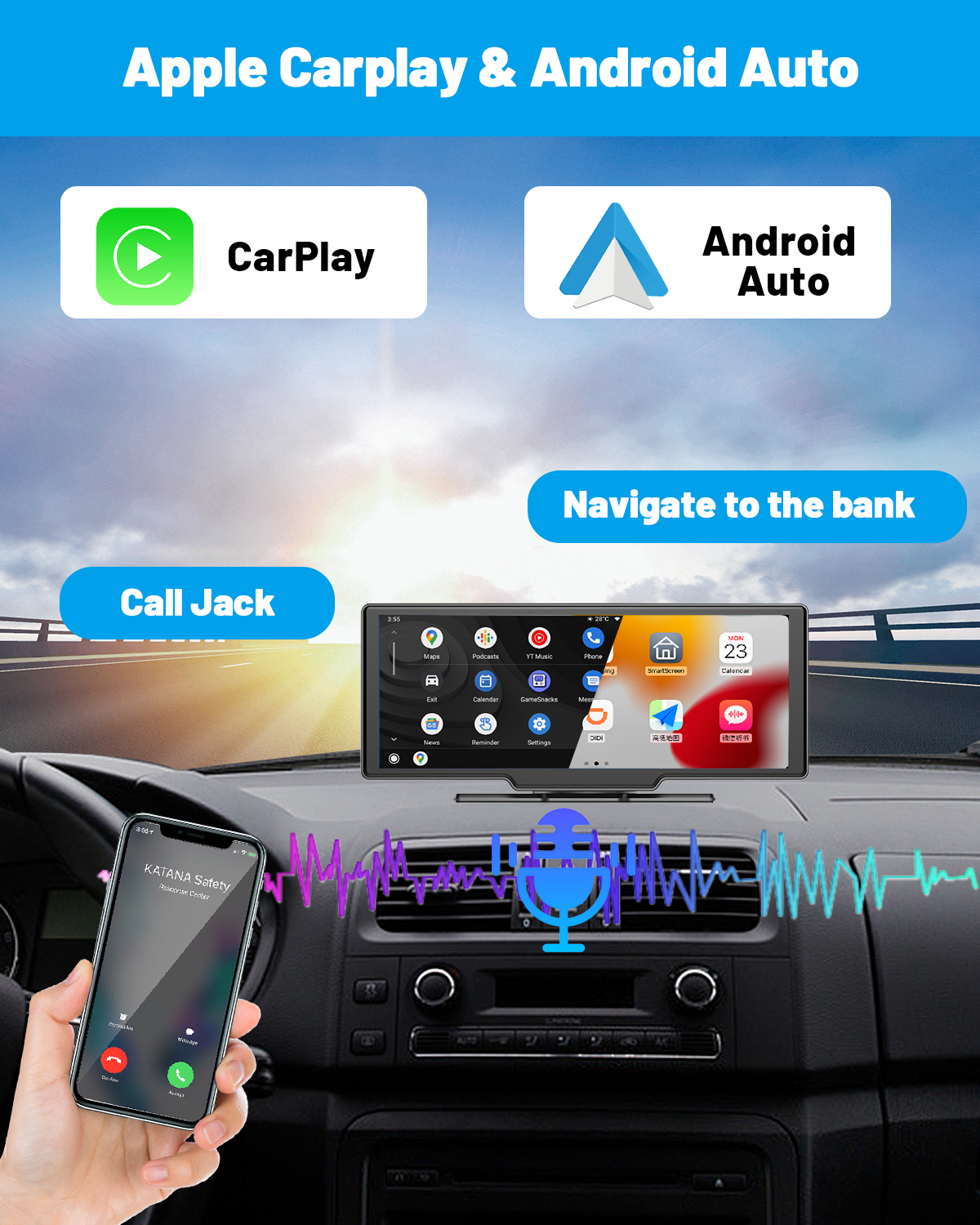 Smart Player | 10.26 Display | CarPlay Android Auto | Car Stereo  | Rear Camera Monitor | Dash Cam DVR | FM Radio - Pluscenter