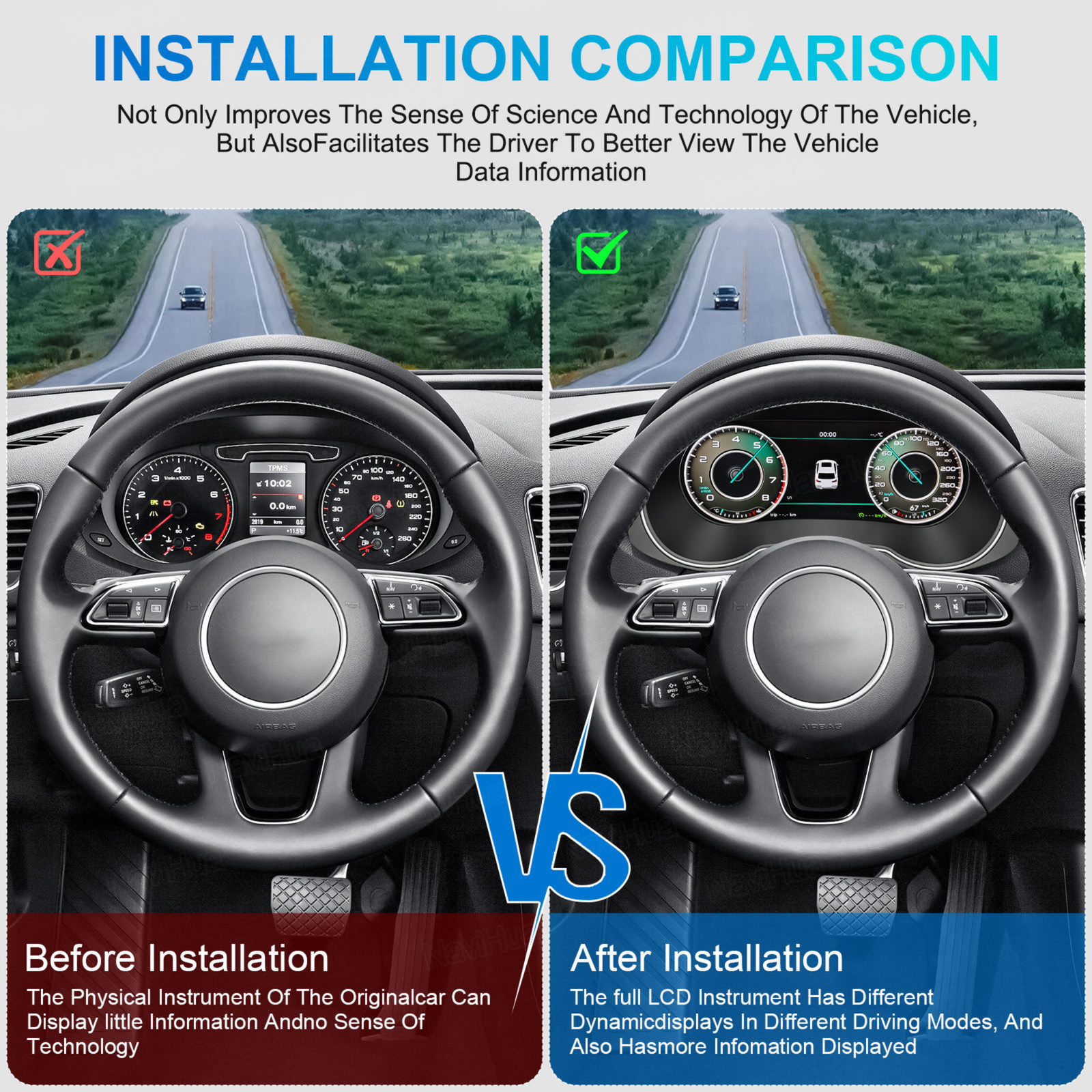 Audi Q3 2012-2018 Digital Instrument Cluster – Linux System LCD Dashboard