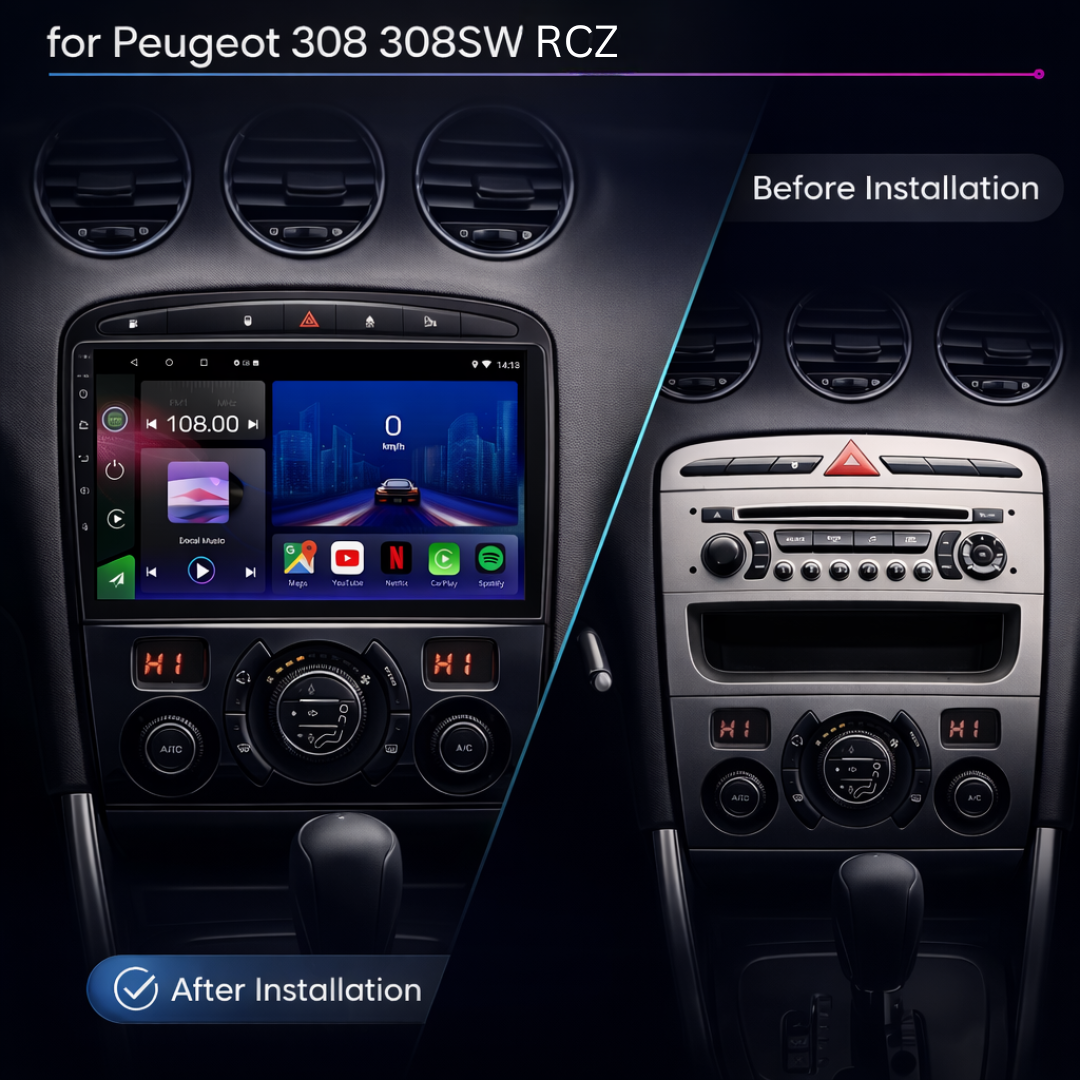 Peugeot 308 308SW & RCZ Android 15 Car Stereo Head Unit | CarPlay Android Auto - Pluscenter