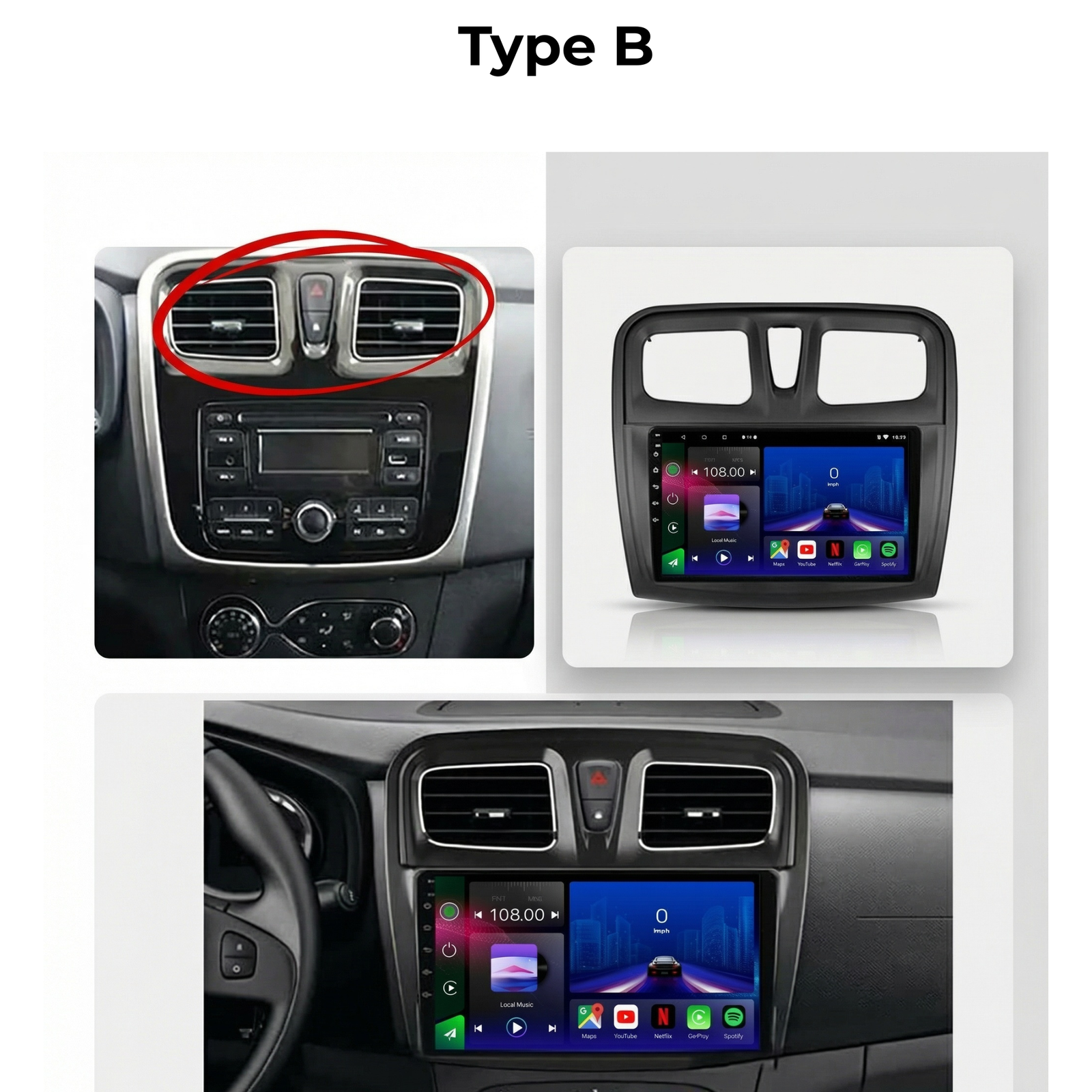 Dacia Logan Sandero Duster 2009-2015 Android 14 Car Stereo Head Unit CarPlay Android Auto - Pluscenter