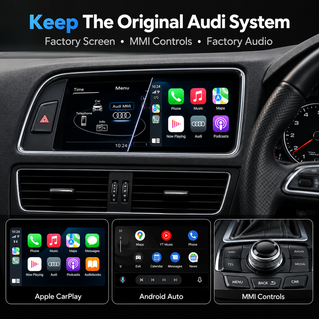 Audi Wireless Apple CarPlay Retrofit + Android Auto Decoder | OEM Integration
