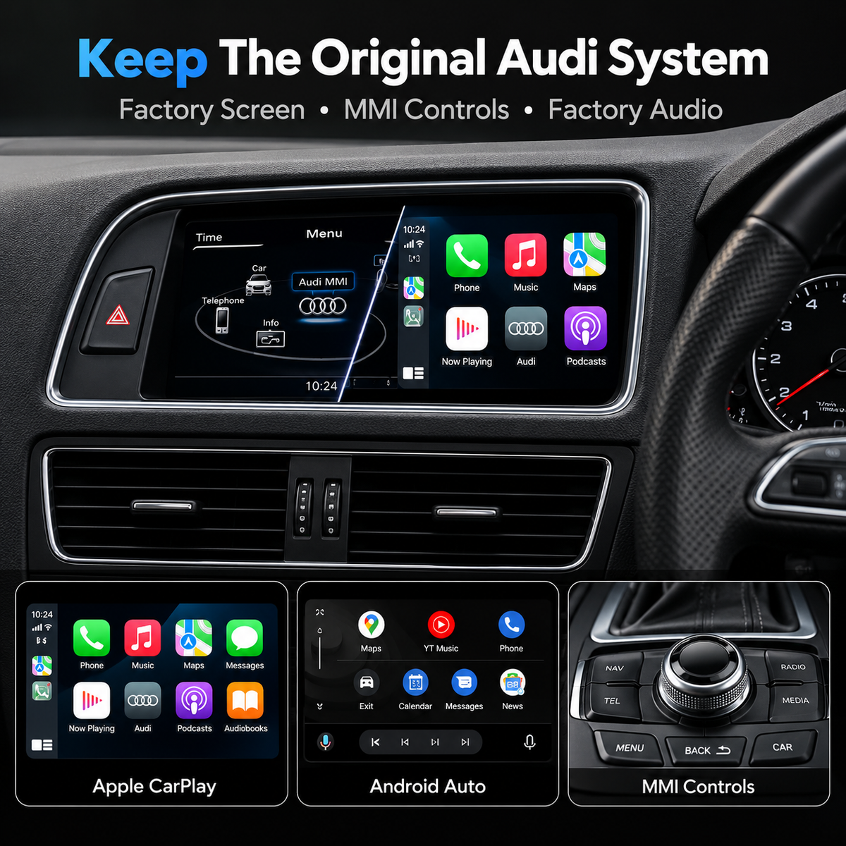 Audi Wireless Apple CarPlay Retrofit + Android Auto Decoder | OEM Integration