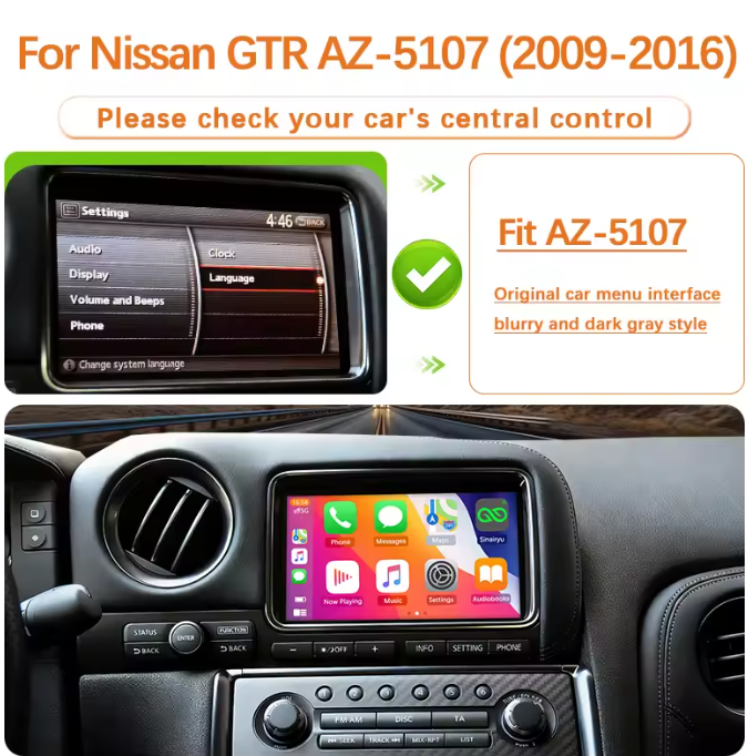 For Nissan GT-R Wireless Apple CarPlay Retrofit Android Auto 2009-2016 - Pluscenter