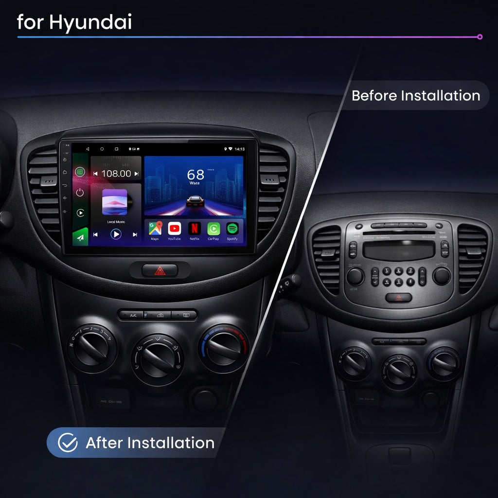 Hyundai i10 2007-2013 Android 14 Car Stereo Head Unit CarPlay Android Auto - Pluscenter