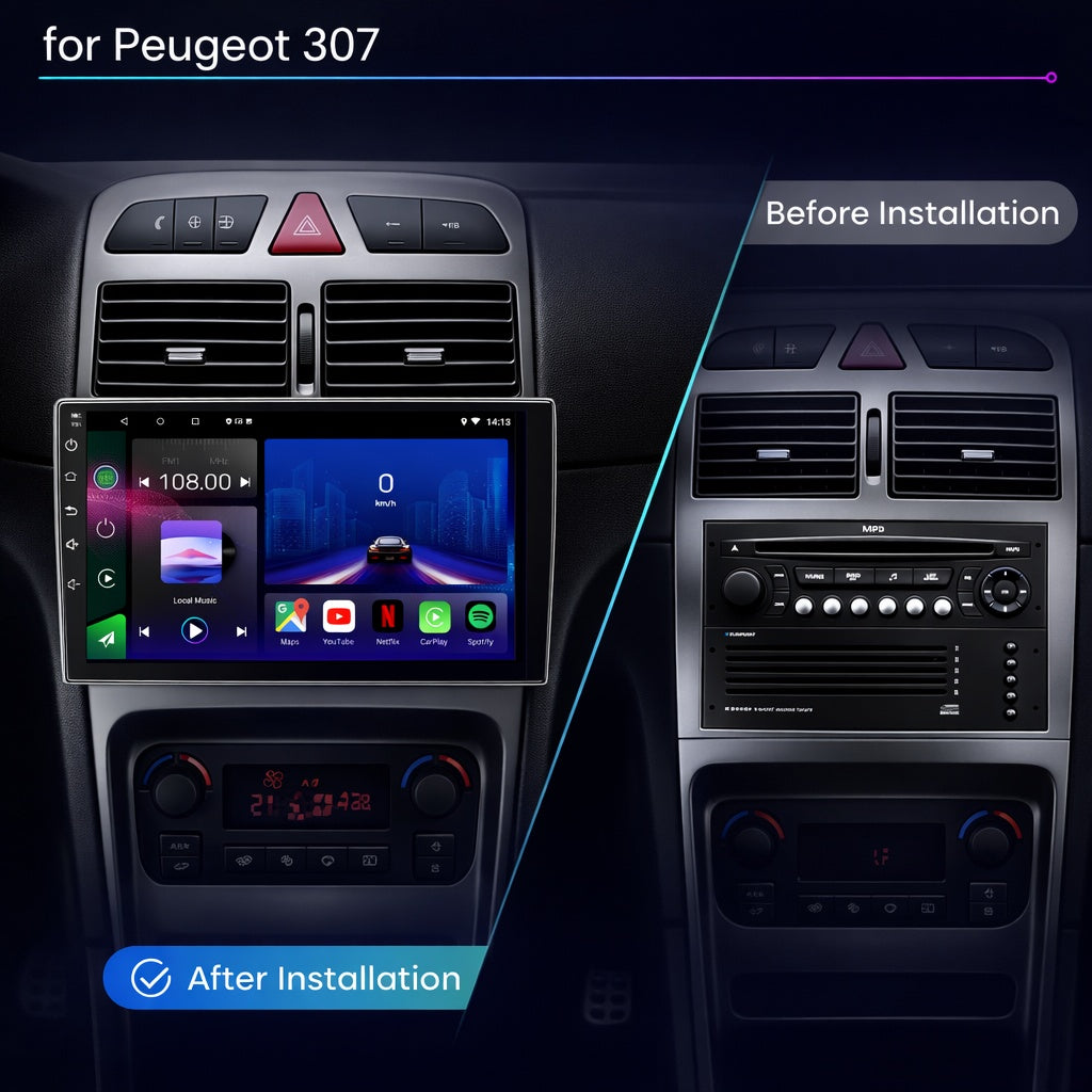 Peugeot 307 & 307 CC 2001-2013 Android 15 Car Stereo Head Unit | CarPlay Android Auto - Pluscenter