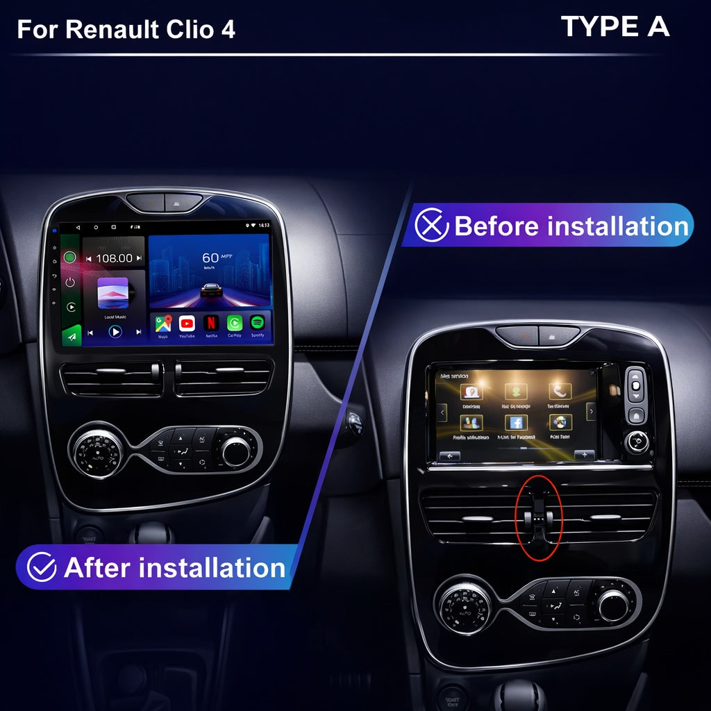 Renault Clio 2012-2021 Android 14 Car Stereo Head Unit | Apple CarPlay Android Auto - Pluscenter