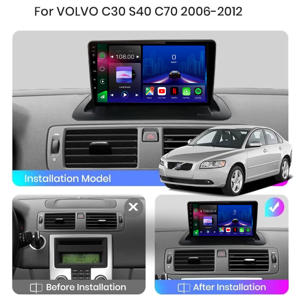 Volvo S40 | C30 | C70 | 2006-2012 | Android 13 Autoradio | Apple CarPlay | Android Auto - TechVoyage