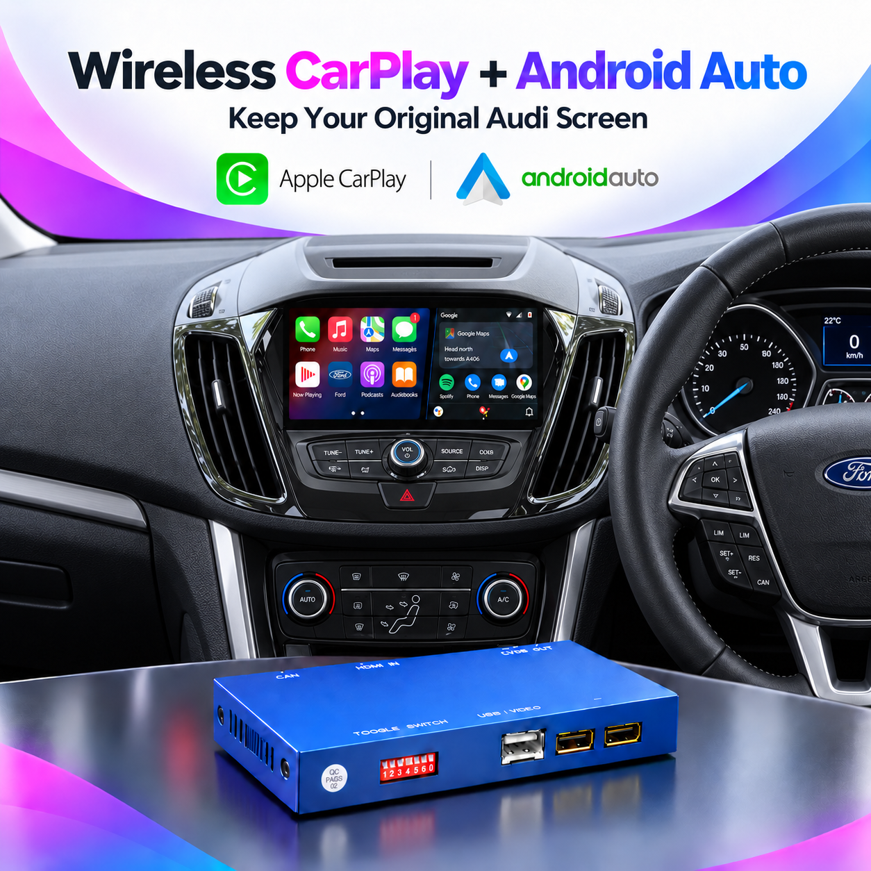 Kabelloser Apple CarPlay-Decoder für Peugeot/Citroen Android Auto Box