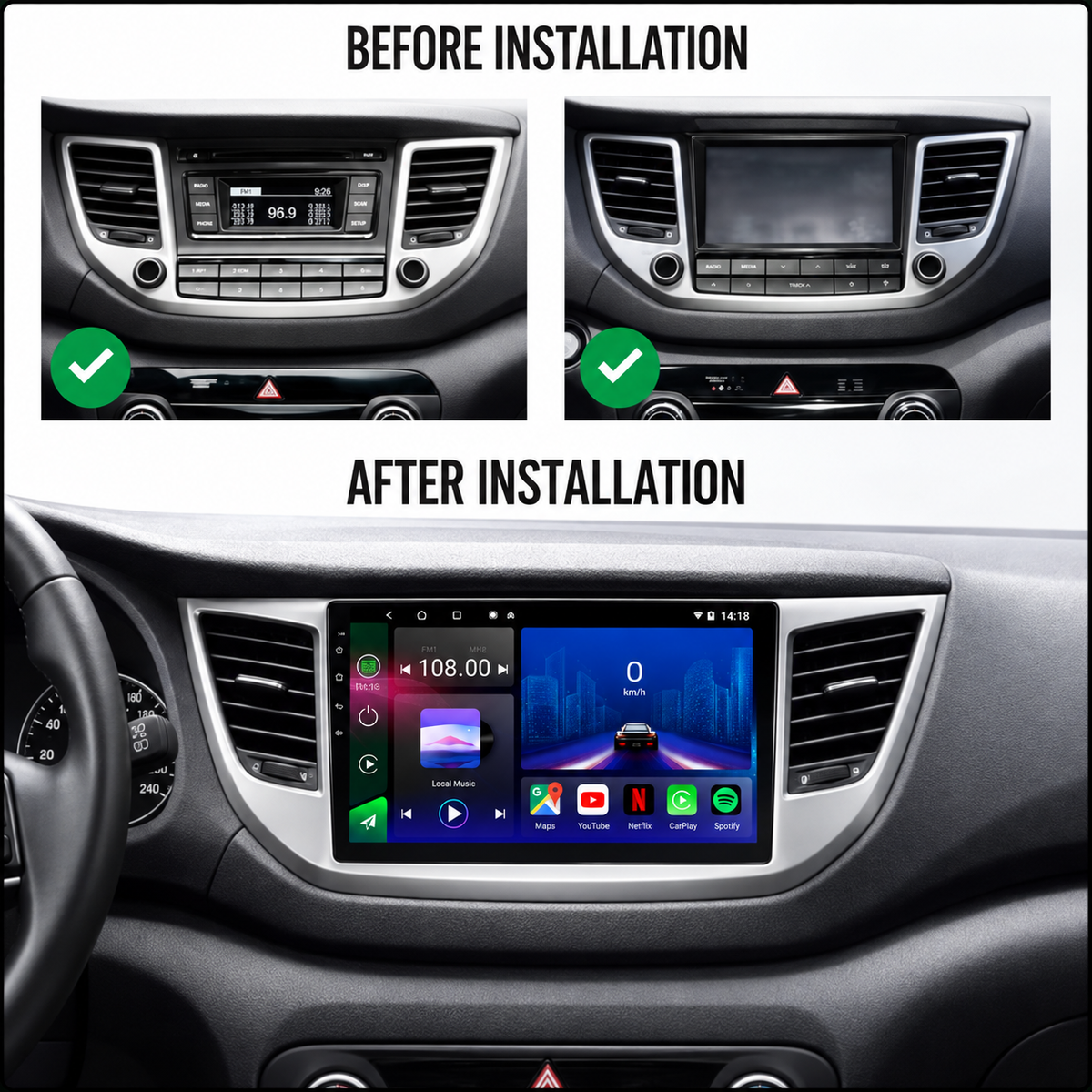 Hyundai ix35 Tucson  2015-2018 Android 16 Car Stereo Head Unit | CarPlay & Android Auto