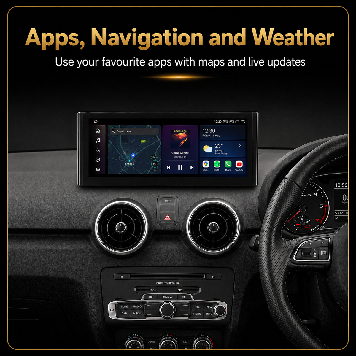 Audi A1/S1 2010-2018 Android 14 Stereo | CarPlay & Android Auto