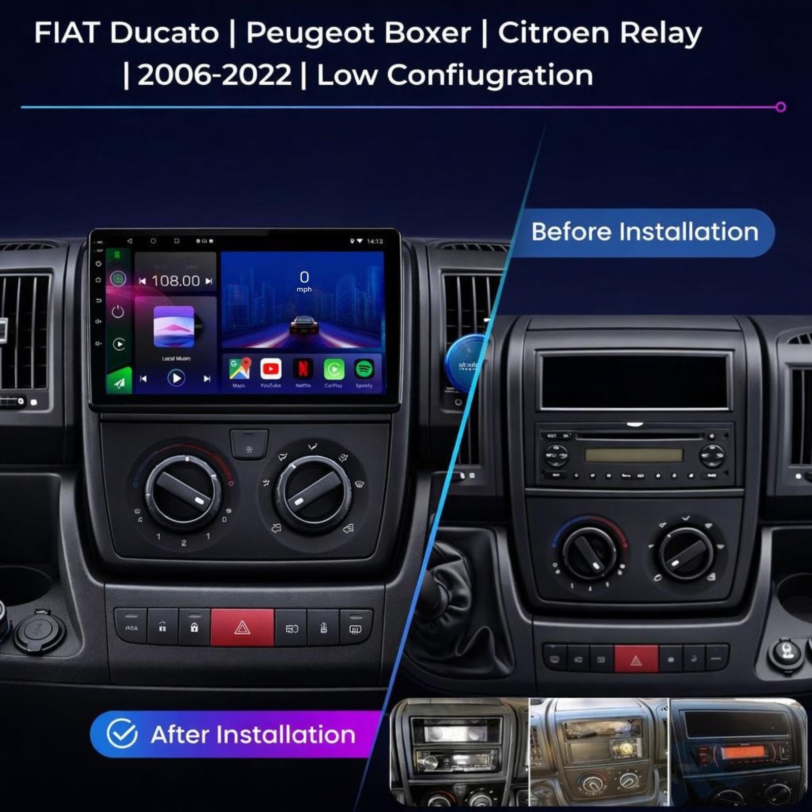 FIAT Ducato | Peugeot Boxer | Citroen Relay | 2006-2022 | Android 14 | Car Stereo Head Unit - Pluscenter