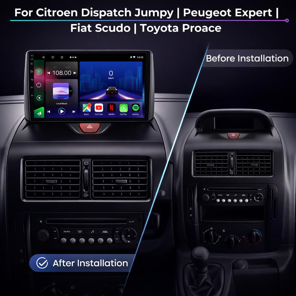 Citroen Jumpy | Peugeot Expert | Fiat Scudo | Toyota Proace | 2007-2016 | Android 14 | Car Stereo | Head Unit - Pluscenter