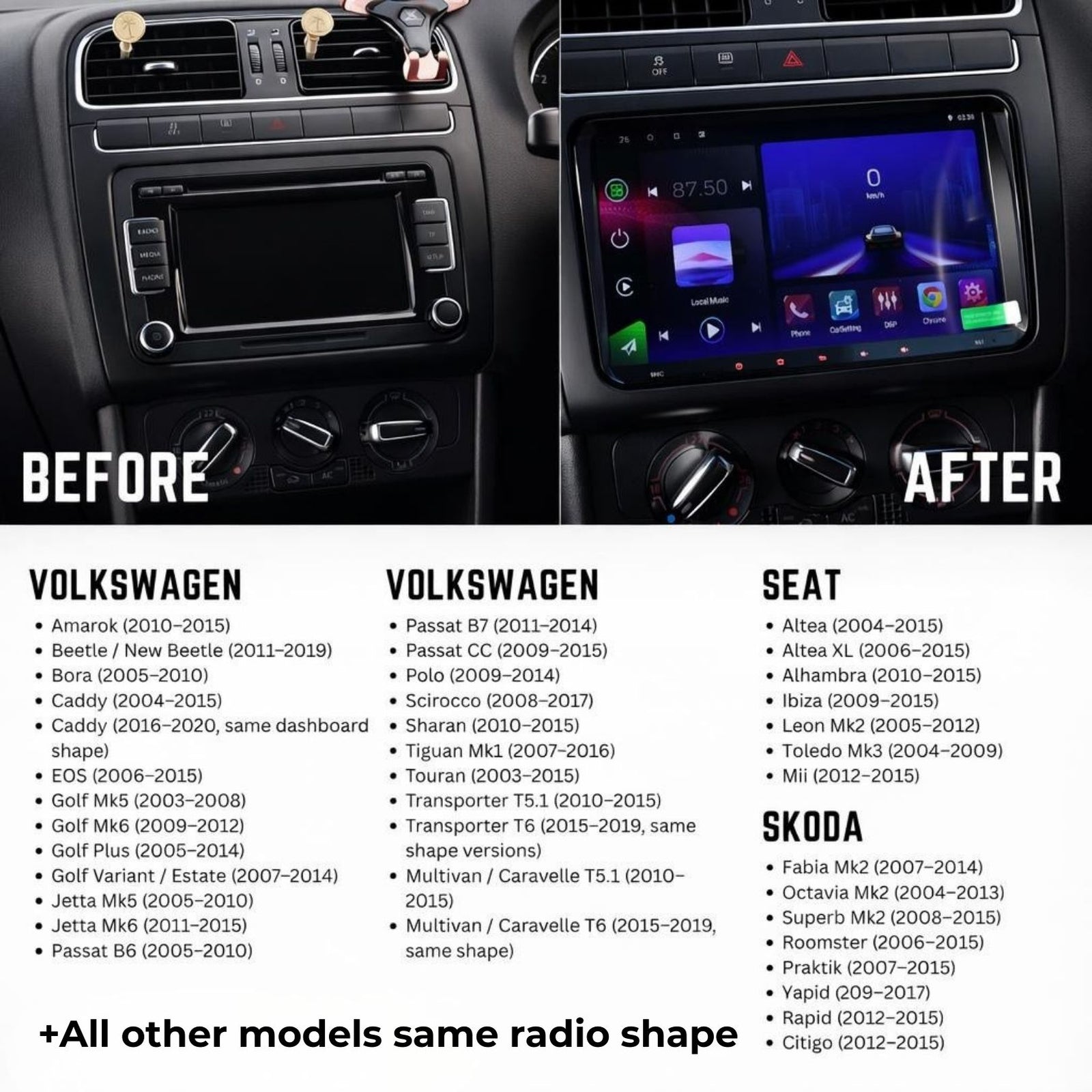 Volkswagen | Seat | Skoda | 9inch Display | Android 14 | Car Stereo | Head Unit - Pluscenter
