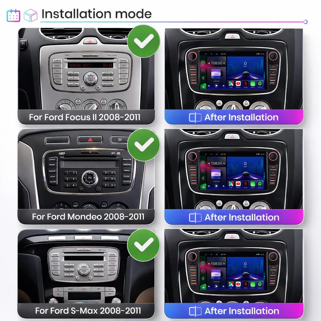 Ford Mondeo Galaxy S-Max Focus Android 14 Car Stereo Head Unit - Pluscenter