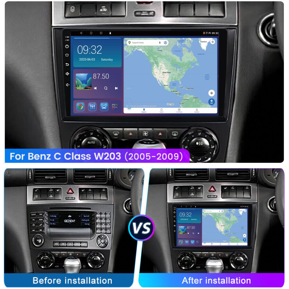 Mercedes C Class CLC CLK W203 S204 1999-2005 Android 13 Wireless CarPlay & Android Auto Car Stereo Head Unit - DriveCast