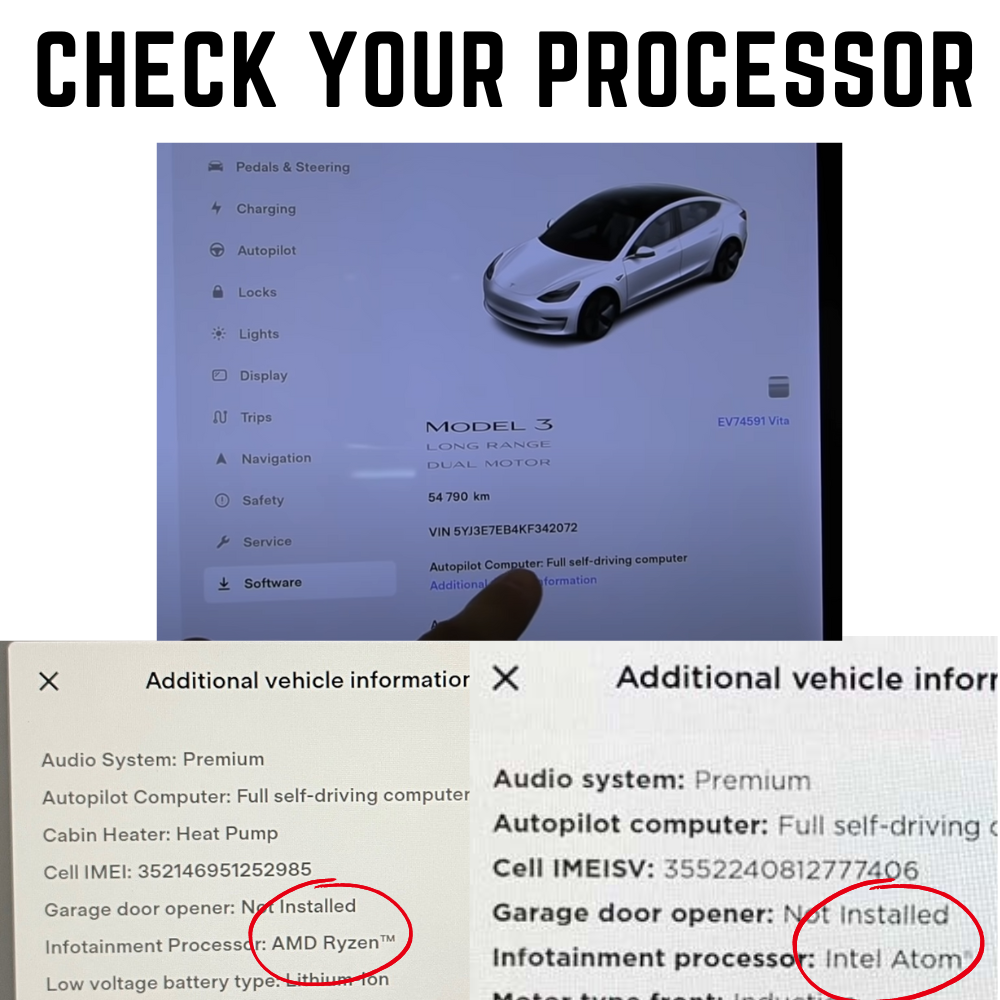 Tesla | Model 3 Y | Cluster Dashboard | Digital LCD 8in Display | CarPlay Android Auto - Pluscenter