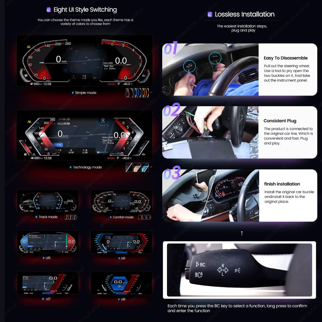 BMW X5 E70 / X6 E71 12.3″ Digital Instrument Cluster – LCD Dashboard with CarPlay - Pluscenter