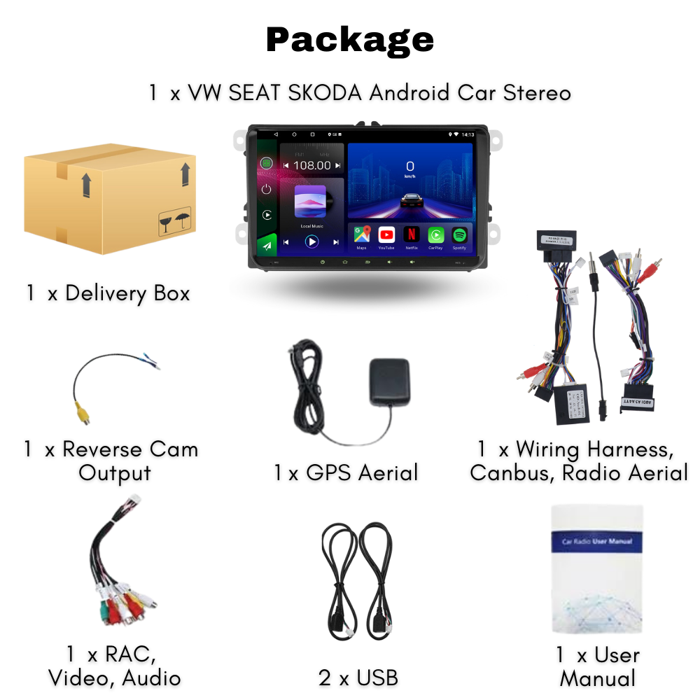 Volkswagen Seat Skoda 9inch Android 12 Car Stereo Head Unit - Pluscenter